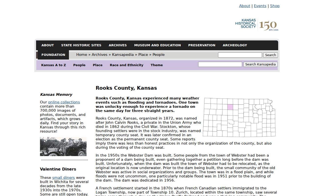 Kansas Historical Society Rooks courthouse history