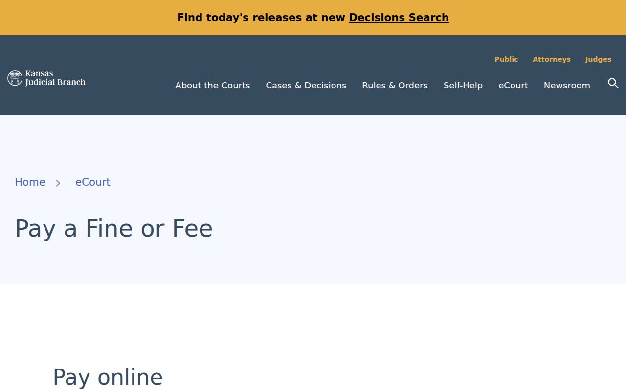 Rooks County traffic court PayKS Courts portal